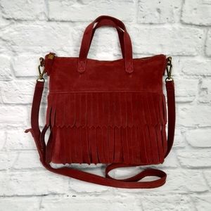 Madewell burgundy suede leather satchel bag